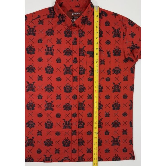Retro Rifle McDojoLife Mens Shirt Red Samurai All Over Size Large Button Down - Picture 13 of 13